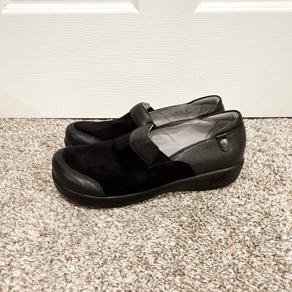 Alegria Black Leather Suede Dream Fit Keli KEL-7627 Slip on Clog Size 39 Nurse - Picture 3 of 5
